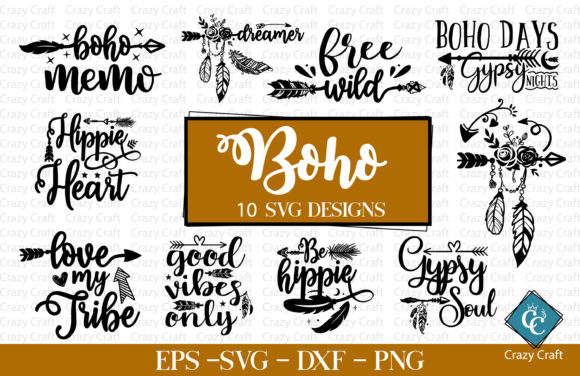 Boho Designs Bundle: 10 New Creative Adventure-Themed Digital Cut Files
