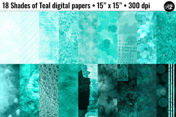 Exploring the Depth and Versatility of 18 Shades of Teal Digital Papers