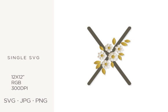 Floral Monogram, Flowers, Letter X: A Versatile Design Element for Creators