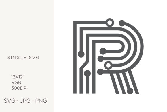 Tech Monogram & Digital Letter R