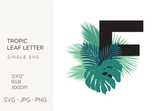 Tropic Leaves: Palm Leaf Letter F Vector Art